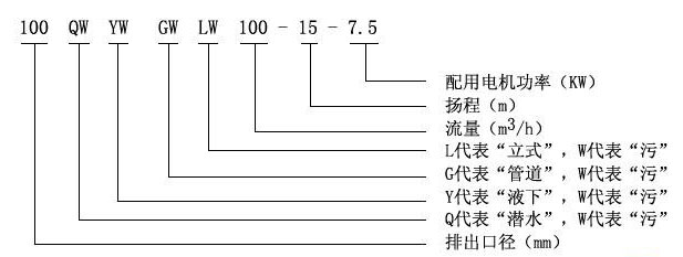 GW管道式排污泵型號(hào)意義